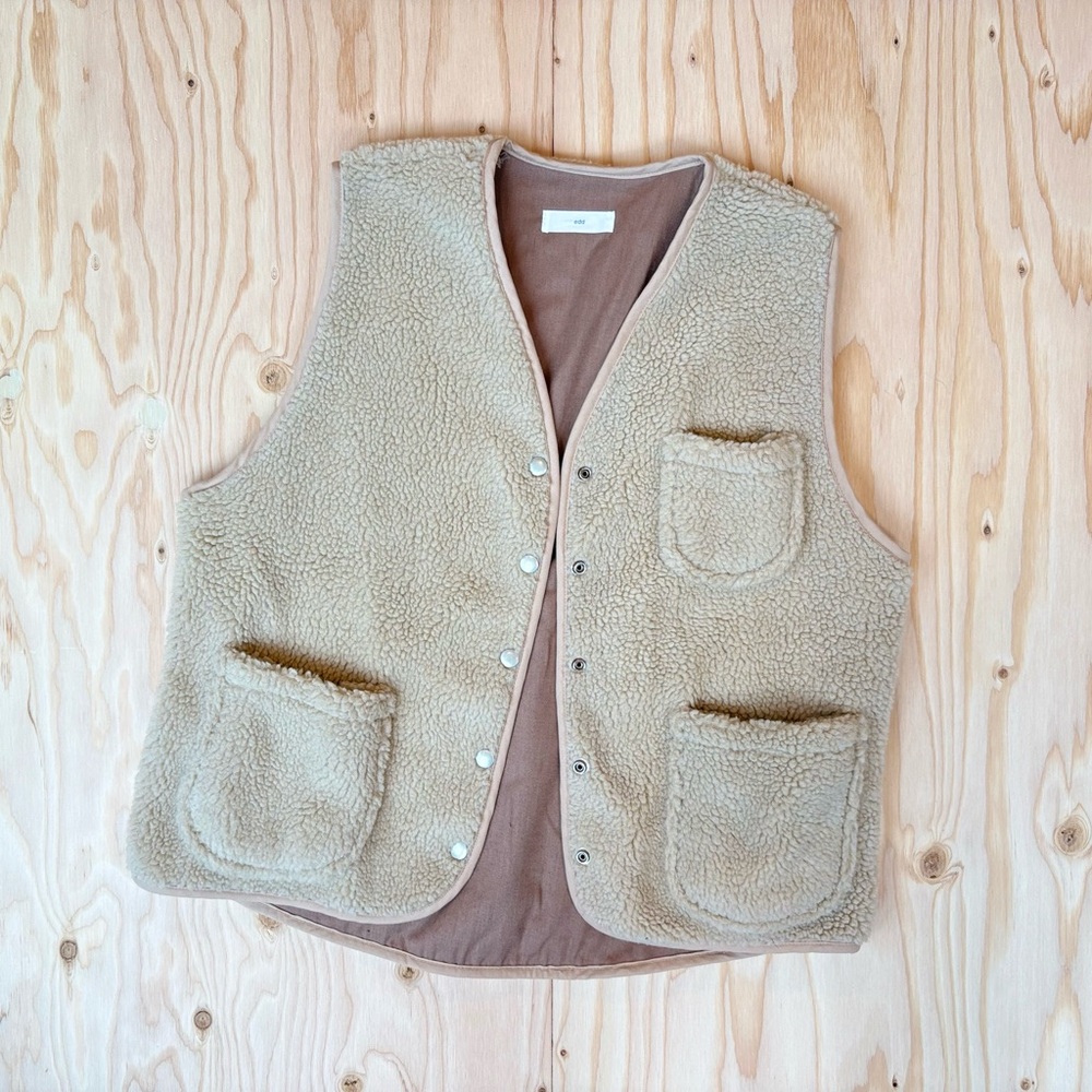 korean sherpa vest - sandstone tan by EDD - oversized fit - like new